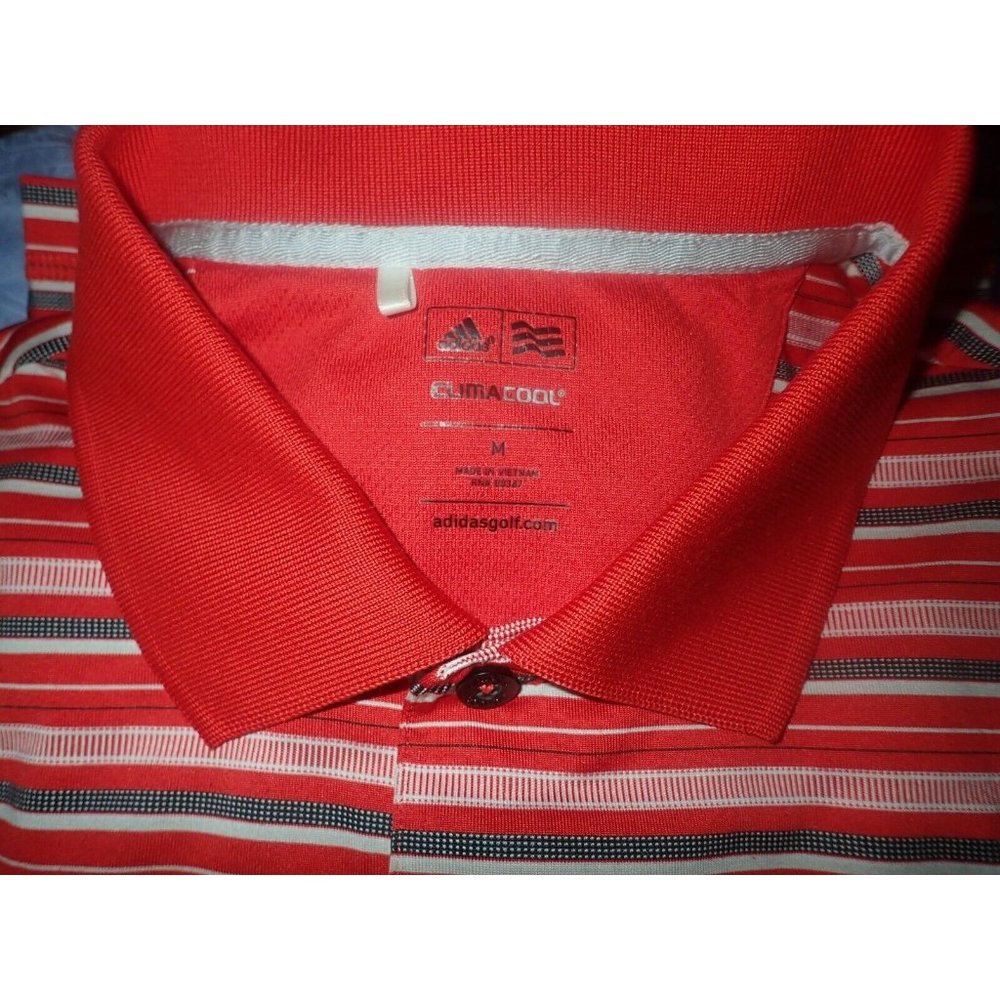 Adidas Climacool shirt Mens M Red Stripe Golf Classic Short Sleeve - Picture 5 of 5